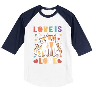 Love Cat Couple Gift Love Is Love Gift Valentine's Day Gift Baseball Sleeve Shirt