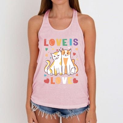 Love Cat Couple Gift Love Is Love Gift Valentine's Day Gift Women's Knotted Racerback Tank