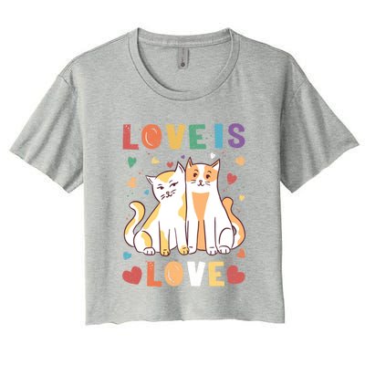 Love Cat Couple Gift Love Is Love Gift Valentine's Day Gift Women's Crop Top Tee