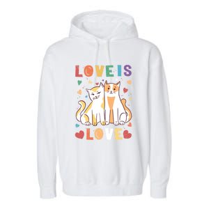 Love Cat Couple Gift Love Is Love Gift Valentine's Day Gift Garment-Dyed Fleece Hoodie