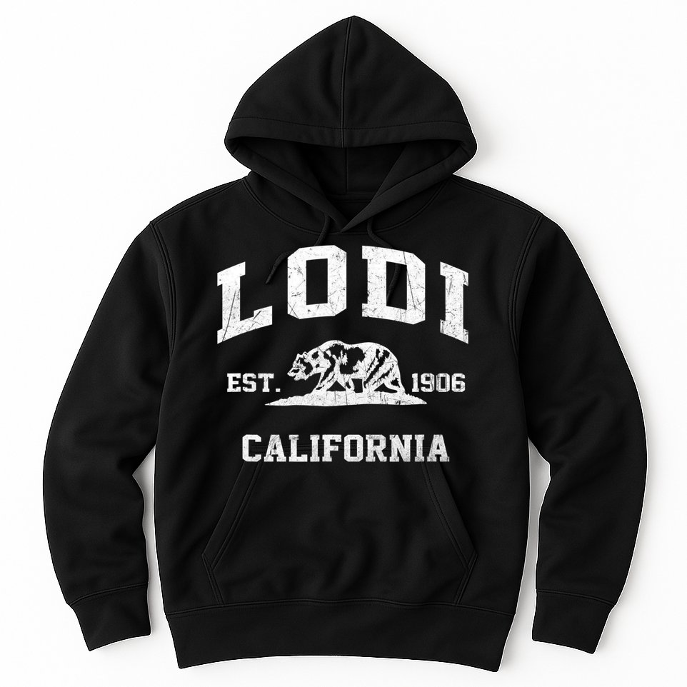 Lodi California CA vintage state Athletic style Hoodie