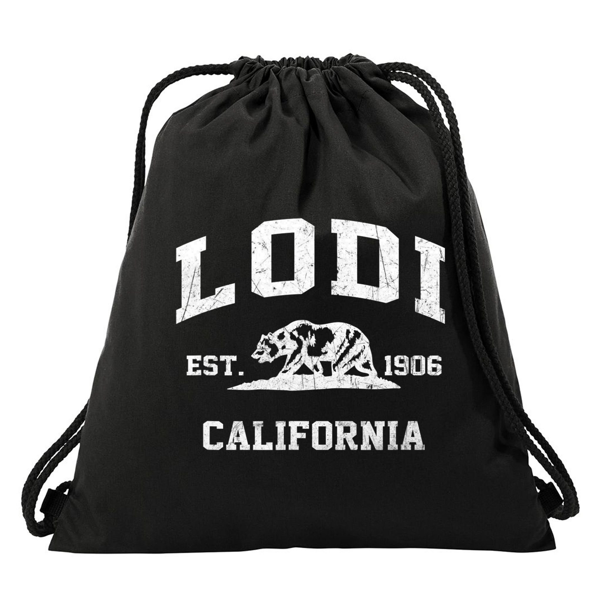 Lodi California CA vintage state Athletic style Drawstring Bag