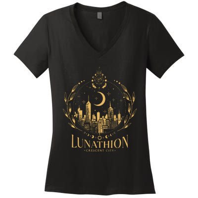 Lunathion Crescent City Women's V-Neck T-Shirt