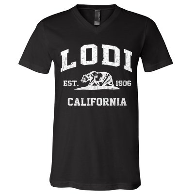Lodi California CA Vintage State Athletic Style V-Neck T-Shirt