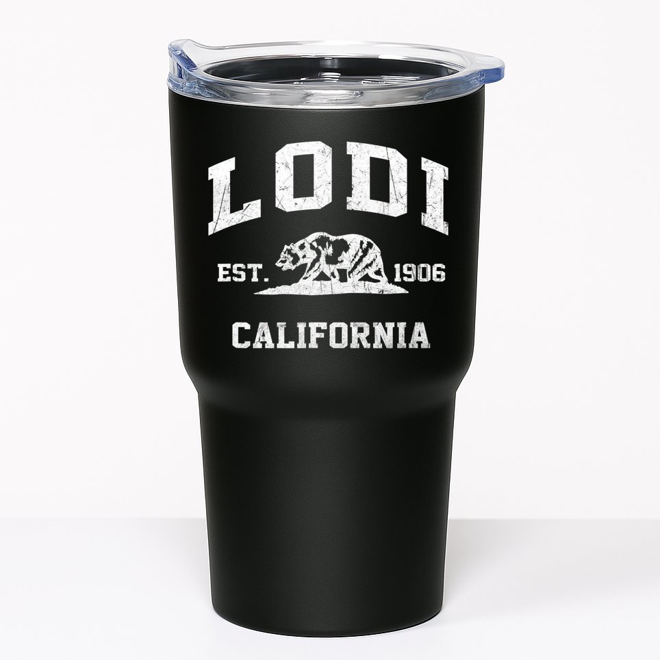 Lodi California CA Vintage State Athletic Style Tumbler