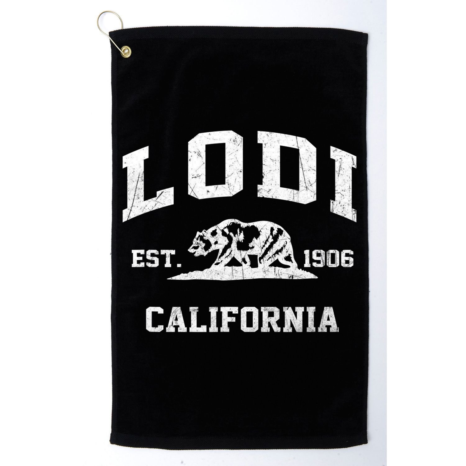 Lodi California CA Vintage State Athletic Style Golf Towel