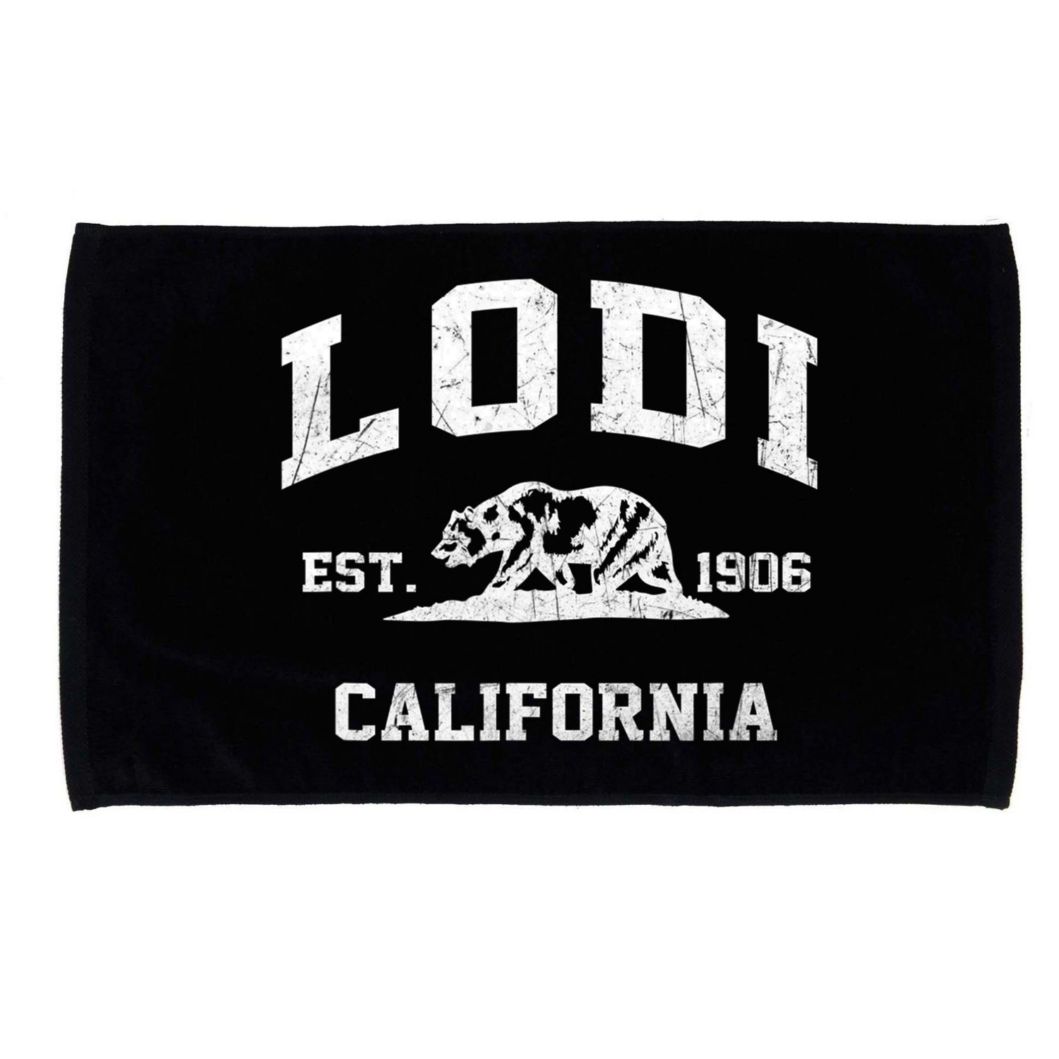 Lodi California CA Vintage State Athletic Style Microfiber Hand Towel