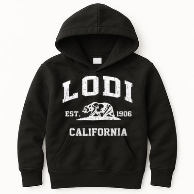 Lodi California CA Vintage State Athletic Style Kids Hoodie