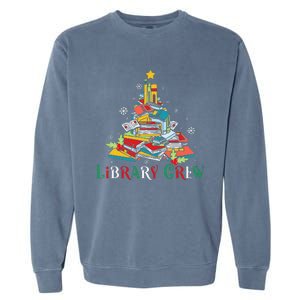 Library Crew Christmas Light Funny Book Lover Librarian Xmas Garment-Dyed Sweatshirt