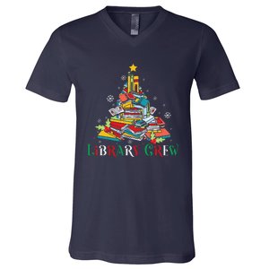 Library Crew Christmas Light Funny Book Lover Librarian Xmas V-Neck T-Shirt