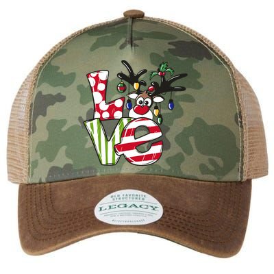 Love Christmas Cute Reindeer Legacy Tie Dye Trucker Hat