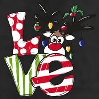 Love Christmas Cute Reindeer 7 Panel Mesh Trucker Snapback Hat