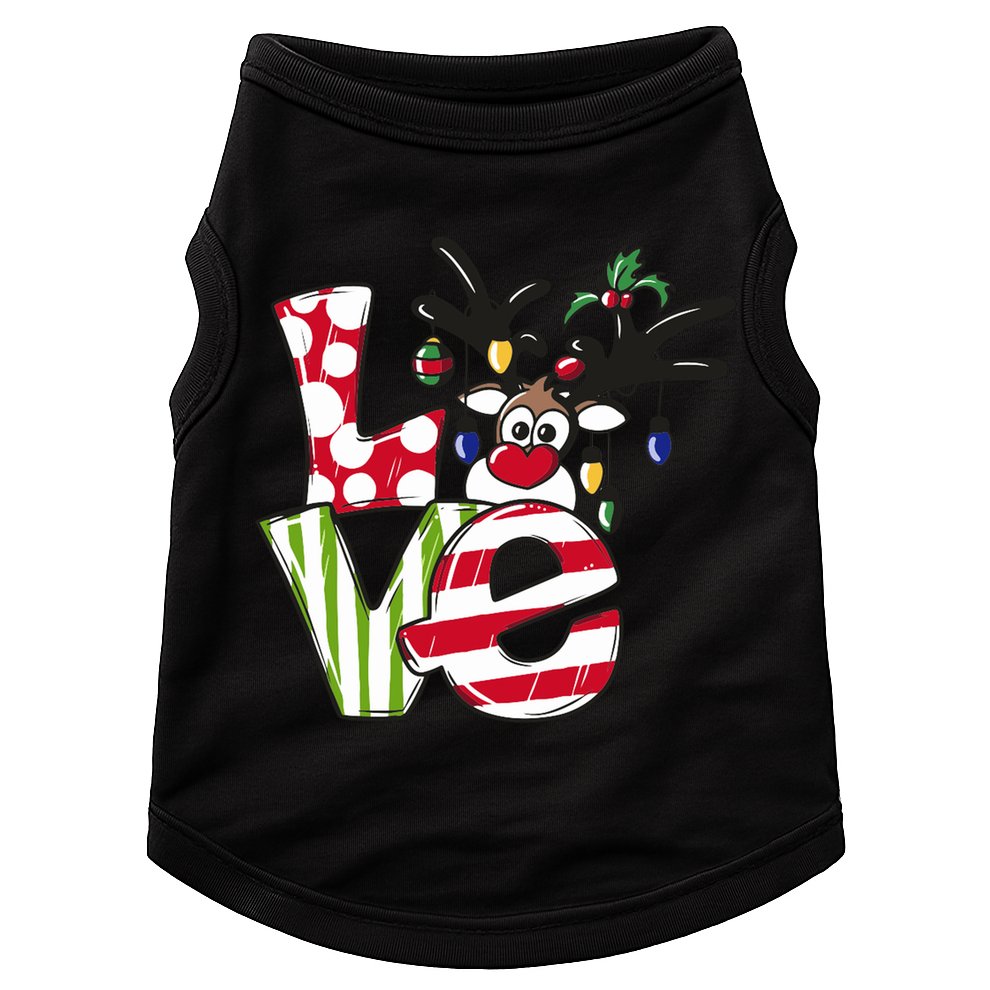 Love Christmas Cute Reindeer Doggie Tank