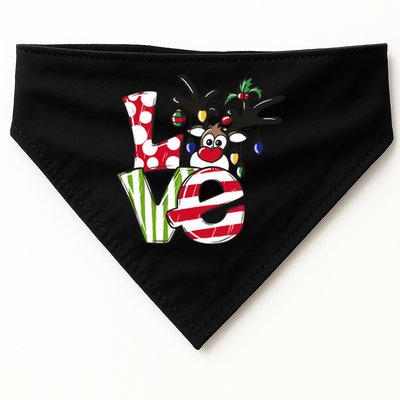 Love Christmas Cute Reindeer USA-Made Doggie Bandana