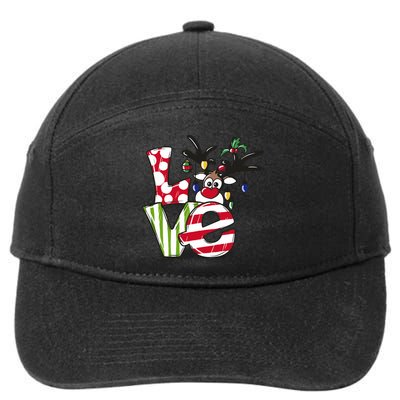 Love Christmas Cute Reindeer 7-Panel Snapback Hat