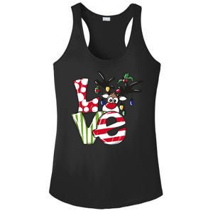 Love Christmas Cute Reindeer Ladies PosiCharge Competitor Racerback Tank