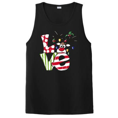 Love Christmas Cute Reindeer PosiCharge Competitor Tank