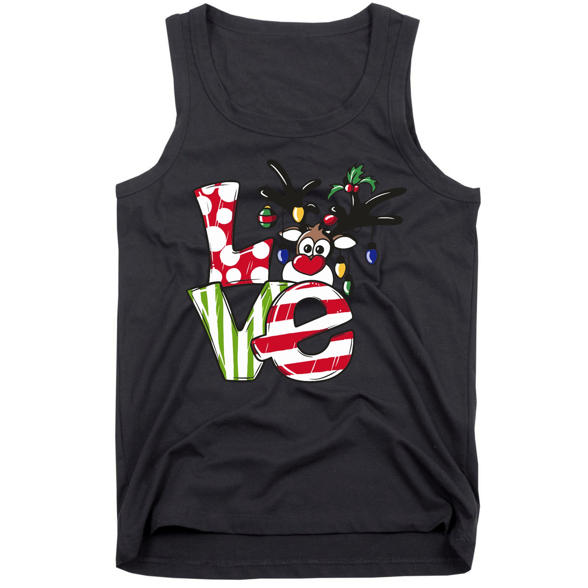 Love Christmas Cute Reindeer Tank Top
