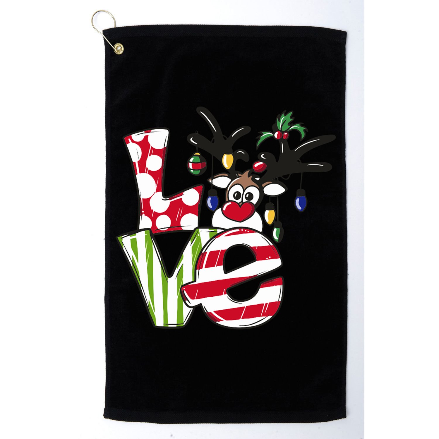 Love Christmas Cute Reindeer Golf Towel