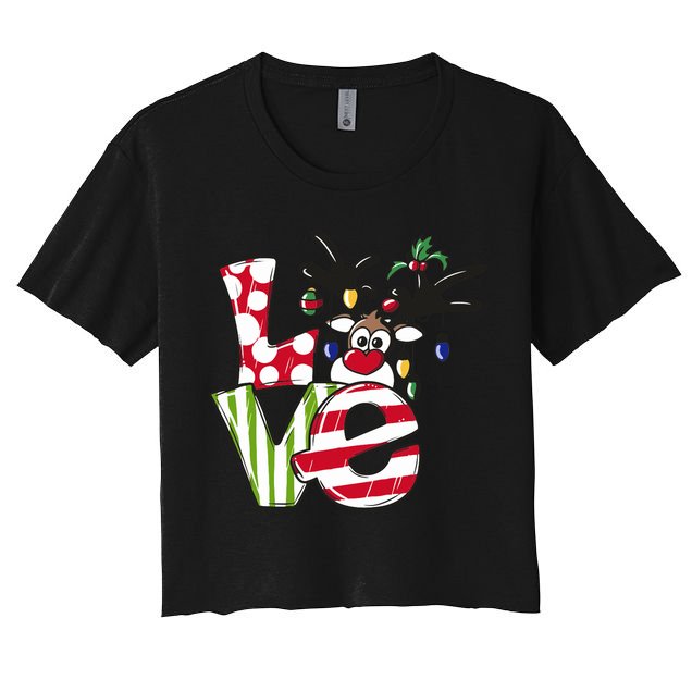 Love Christmas Cute Reindeer Crop Top