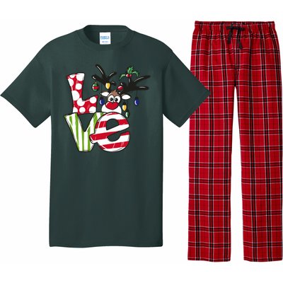 Love Christmas Cute Reindeer Pajama Set