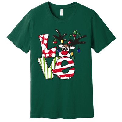 Love Christmas Cute Reindeer Premium T-Shirt