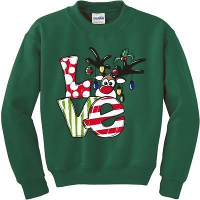 Love Christmas Cute Reindeer Kids Sweatshirt