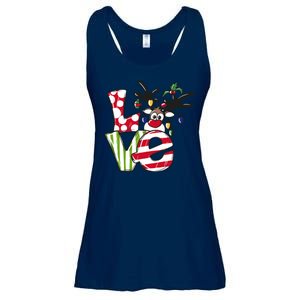 Love Christmas Cute Reindeer Ladies Essential Flowy Tank