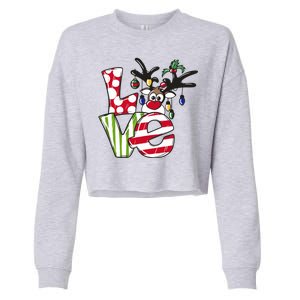 Love Christmas Cute Reindeer Cropped Pullover Crew