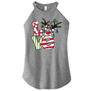 Love Christmas Cute Reindeer Women's Perfect Tri Rocker Tank