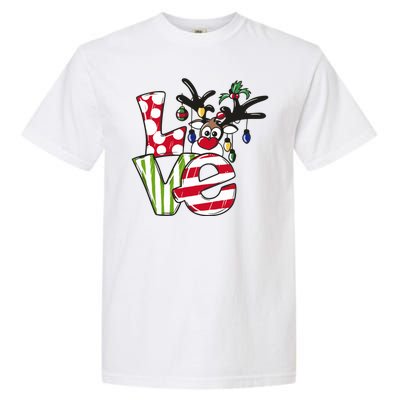 Love Christmas Cute Reindeer Garment-Dyed Heavyweight T-Shirt