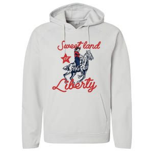 Liberty City Cowboy 4th Of July Sweet Land Liberty Cowboy Performance Fleece Hoodie