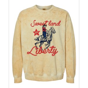 Liberty City Cowboy 4th Of July Sweet Land Liberty Cowboy Colorblast Crewneck Sweatshirt