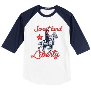 Liberty City Cowboy 4th Of July Sweet Land Liberty Cowboy Baseball Sleeve Shirt