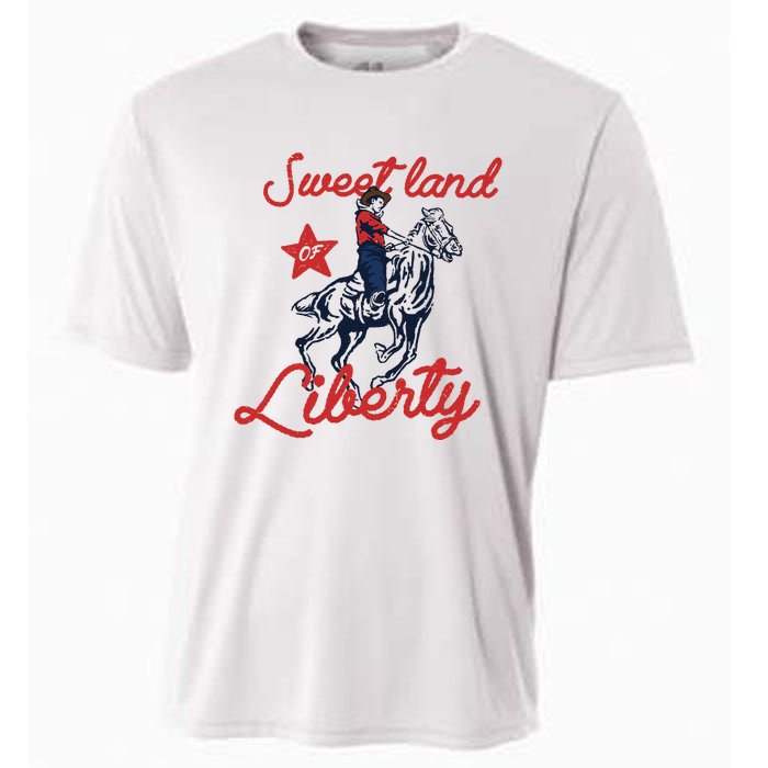 Liberty City Cowboy 4th Of July Sweet Land Liberty Cowboy Cooling Performance Crew T-Shirt