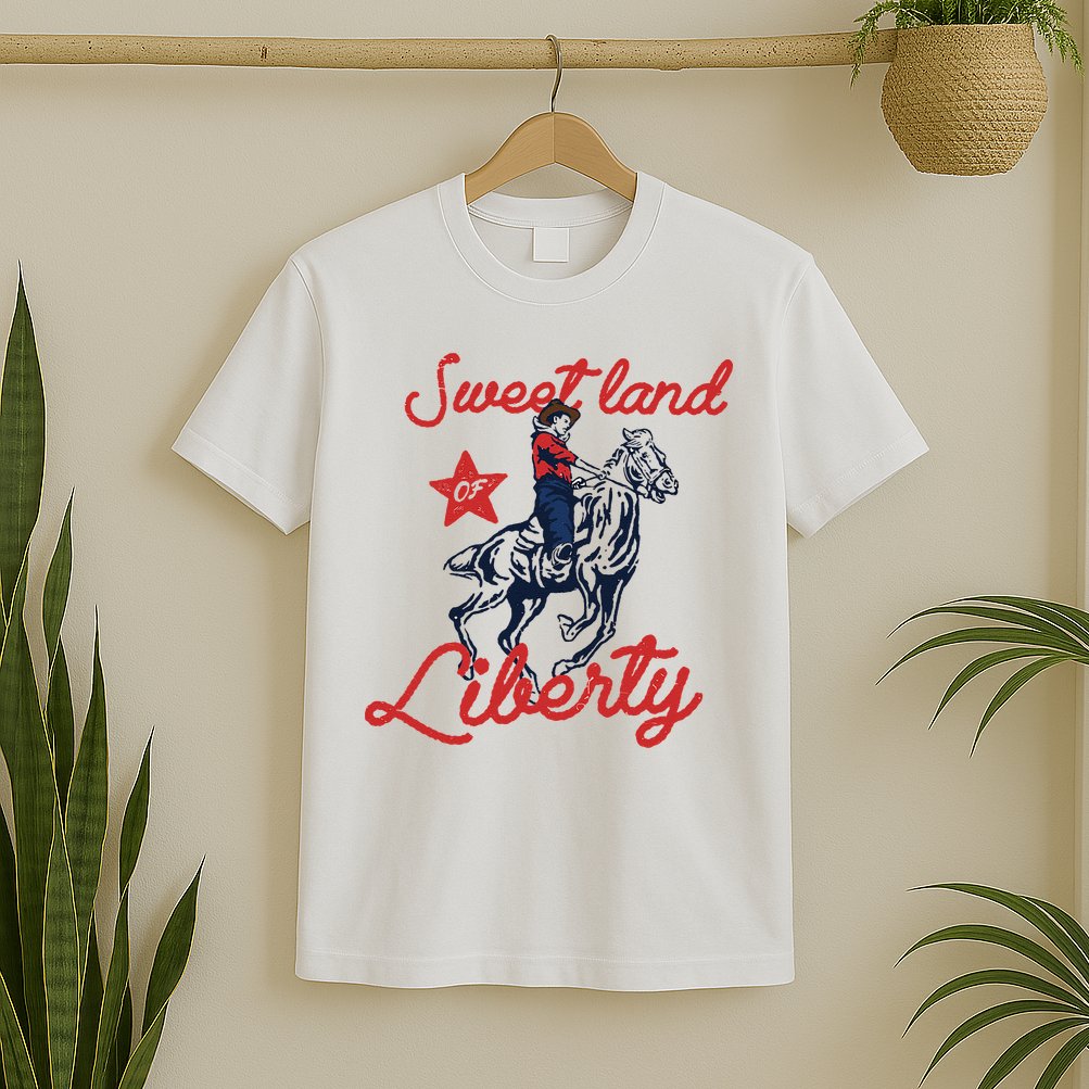 Liberty City Cowboy 4th Of July Sweet Land Liberty Cowboy T-Shirt