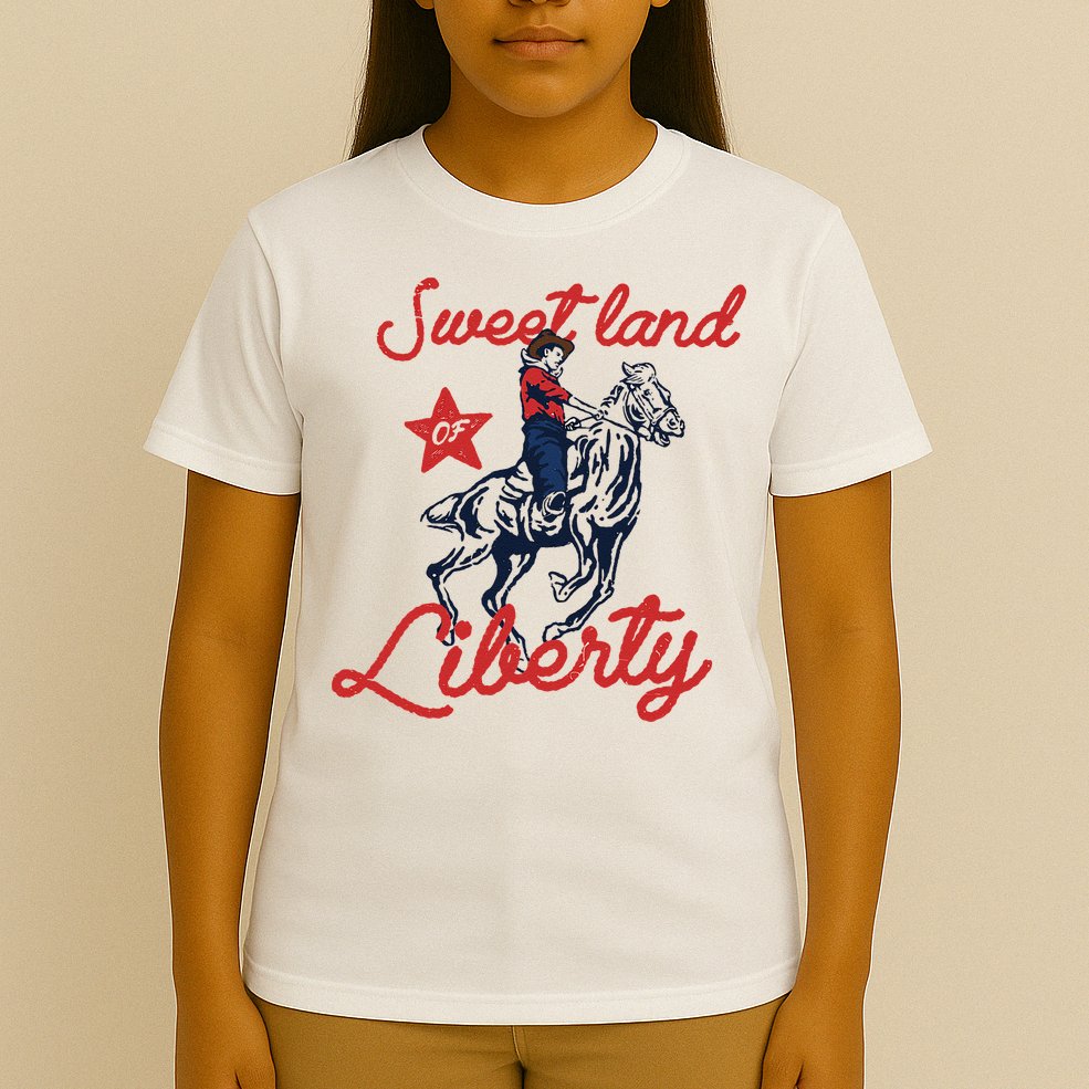 Liberty City Cowboy 4th Of July Sweet Land Liberty Cowboy T-Shirt