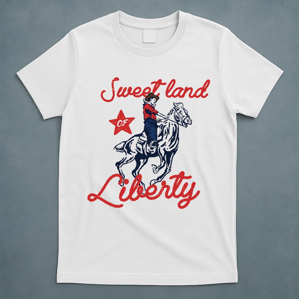 Liberty City Cowboy 4th Of July Sweet Land Liberty Cowboy T-Shirt