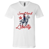 Liberty City Cowboy 4th Of July Sweet Land Liberty Cowboy V-Neck T-Shirt