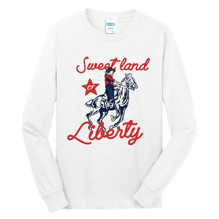 Liberty City Cowboy 4th Of July Sweet Land Liberty Cowboy Tall Long Sleeve T-Shirt