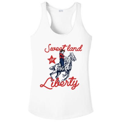 Liberty City Cowboy 4th Of July Sweet Land Liberty Cowboy Ladies PosiCharge Competitor Racerback Tank