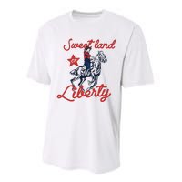 Liberty City Cowboy 4th Of July Sweet Land Liberty Cowboy Performance Sprint T-Shirt