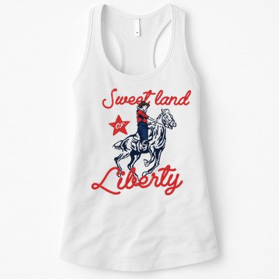 Liberty City Cowboy 4th Of July Sweet Land Liberty Cowboy Womens Tank Top