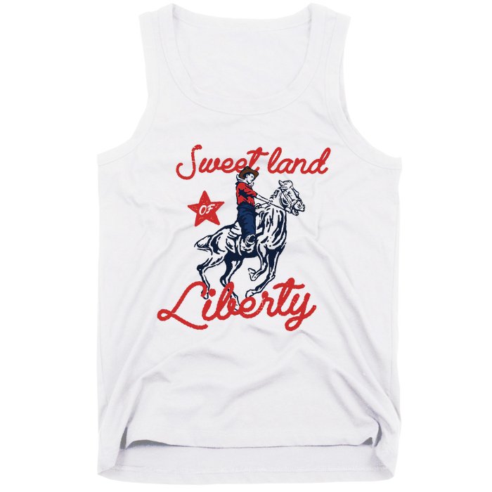 Liberty City Cowboy 4th Of July Sweet Land Liberty Cowboy Tank Top