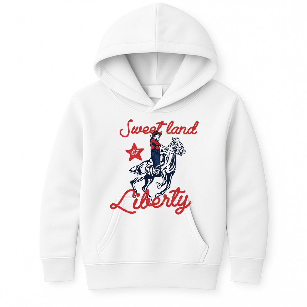 Liberty City Cowboy 4th Of July Sweet Land Liberty Cowboy Kids Hoodie