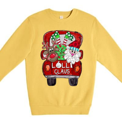 Lolli Claus Christmas Reindeer And Santa Claus Cute Gift Premium Crewneck Sweatshirt