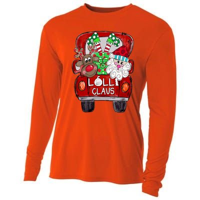 Lolli Claus Christmas Reindeer And Santa Claus Cute Gift Cooling Performance Long Sleeve Crew