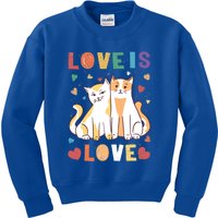 Love Cat Couple Gift Love Is Love Gift Valentine's Day Meaningful Gift Kids Sweatshirt