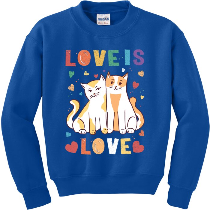 Love Cat Couple Gift Love Is Love Gift Valentine's Day Meaningful Gift Kids Sweatshirt