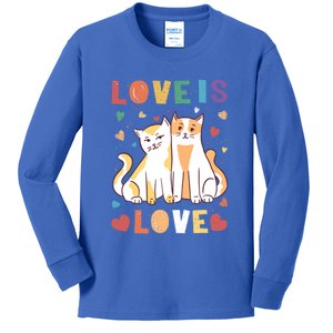 Love Cat Couple Gift Love Is Love Gift Valentine's Day Meaningful Gift Kids Long Sleeve Shirt